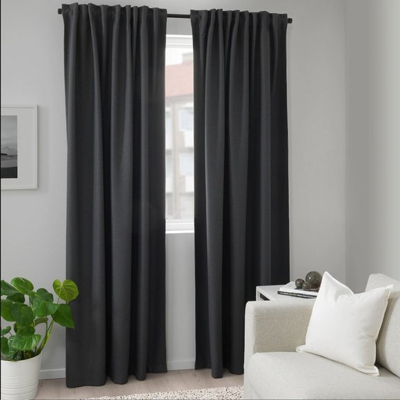 IKEA ANNAKAJSA Curtains, 2 pair, gray, 57x98 " - Picture 1 of 6